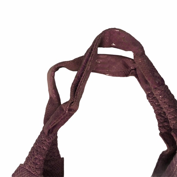 Perlina Lavender Shiny Snakeskin Leather Hobo - Picture 5 of 12